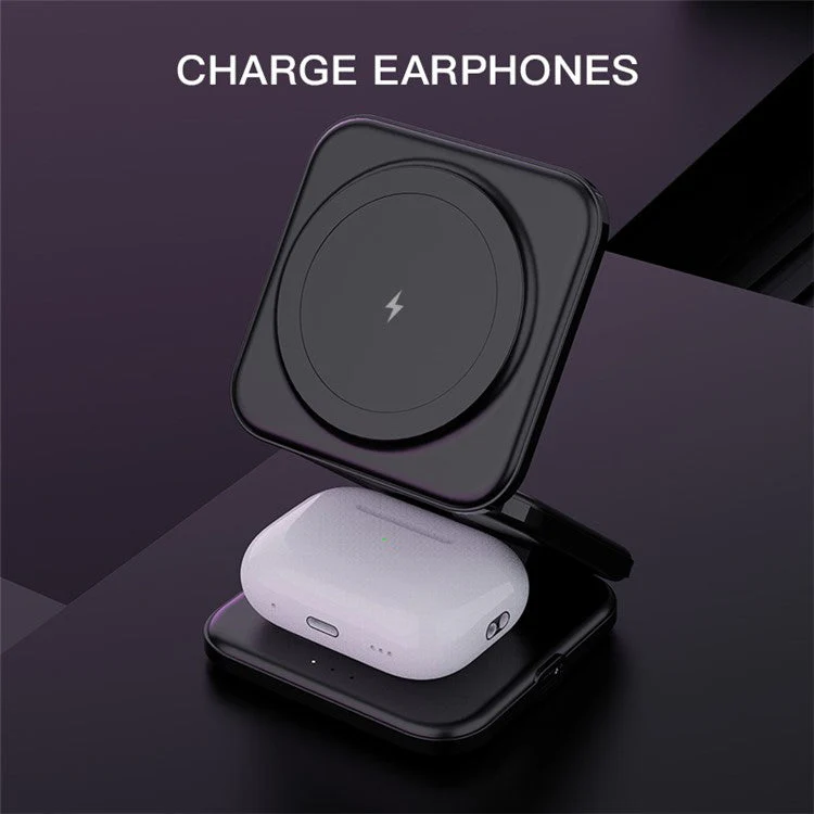 Z8 3-in-1 Foldable Charging Station 15W Magnetic Wireless Charger with Adjustable Angles - Black - Image 6