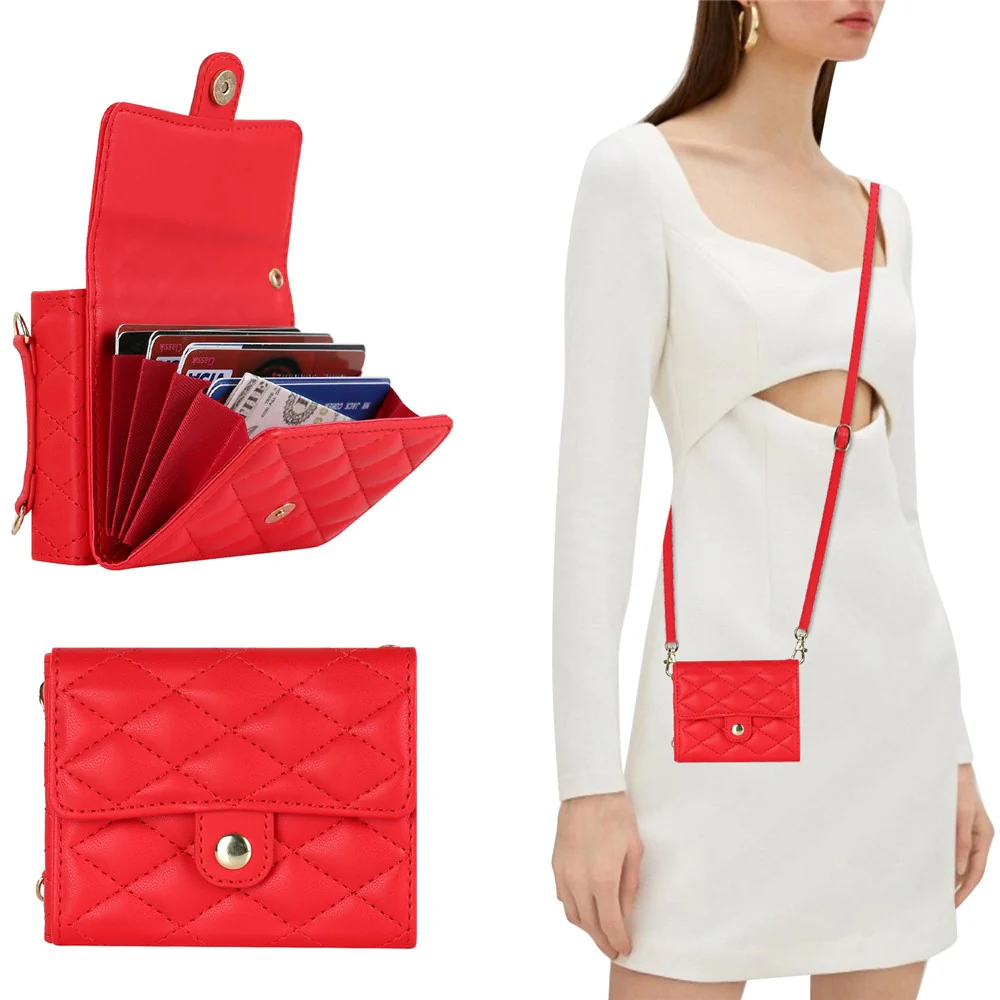 ZD 03 for Samsung Galaxy Z Flip7 FE 5G / Z Flip6 5G Case Bag Design PU Leather Crossbody Phone Cover RFID Blocking - Red - Image 8