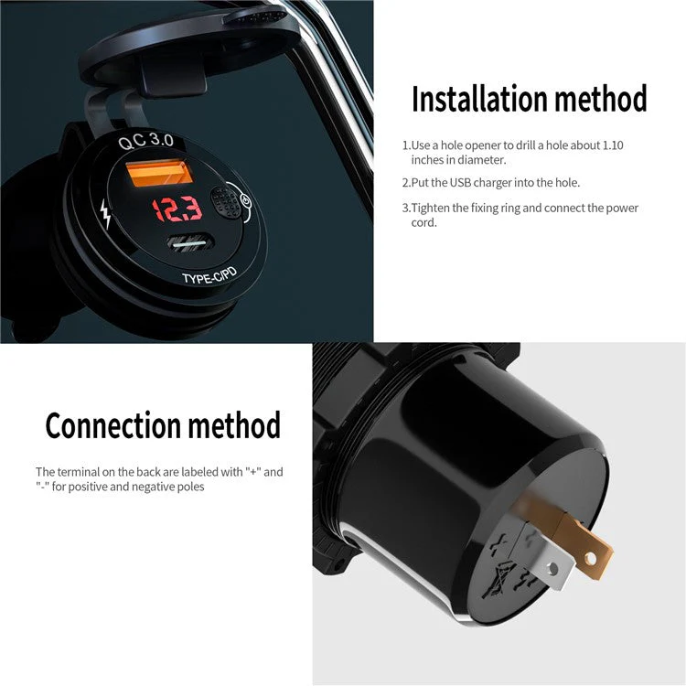 ZH-1427B1 QC3.0 USB+Type C PD 20W Car Charger Fast Charging Plug Adapter with Digital Display Screen - Image 7