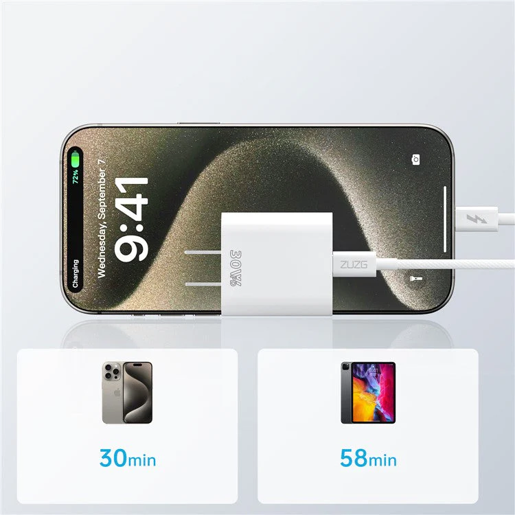 ZUZG PD30C PD 30W USB-C Fast Charger Set with 1m USB-C to USB-C Cable for iPhone 15 Series - Image 3