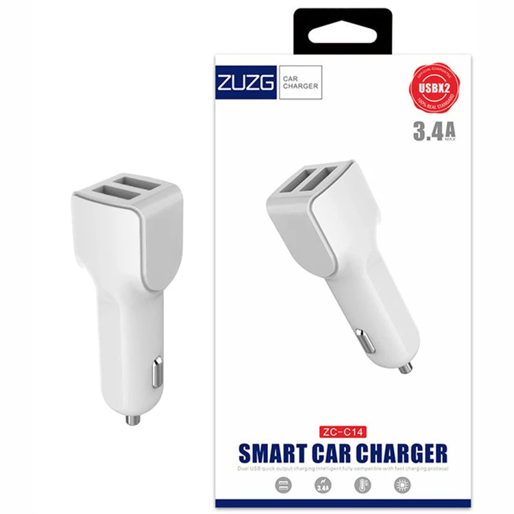 ZUZG ZC-C14 Dual USB PC+ABS Smart Car Charger 3.4A Cellphone Charging Adapter - Image 7