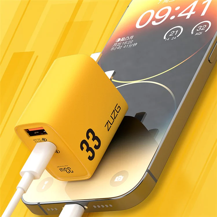 ZUZG ZC-UC12 PD 33W Type-C + USB Wall Charger PC+ABS Phone Laptop Fast Charging Adapter, CN Plug - Image 8